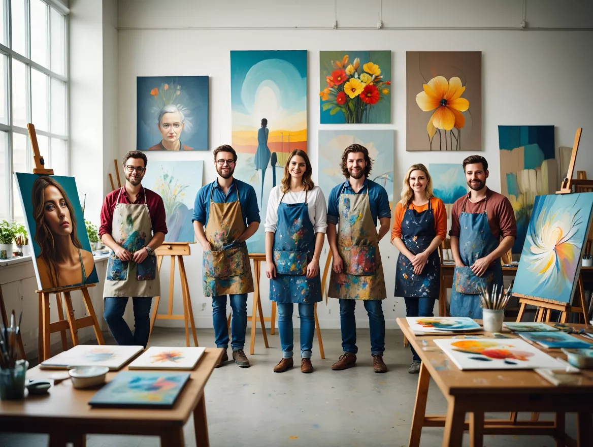 Completed artwork showcase from workshop participants