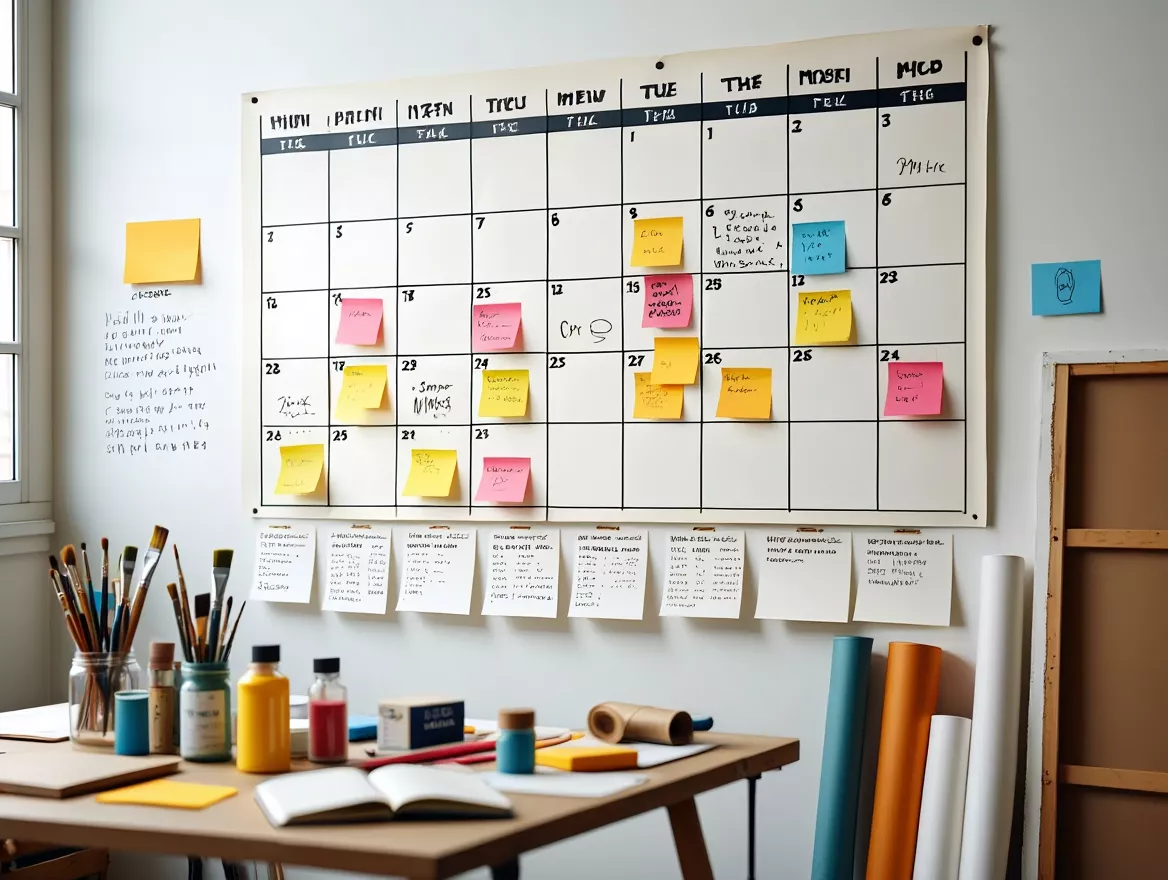 Art workshop calendar and scheduling board